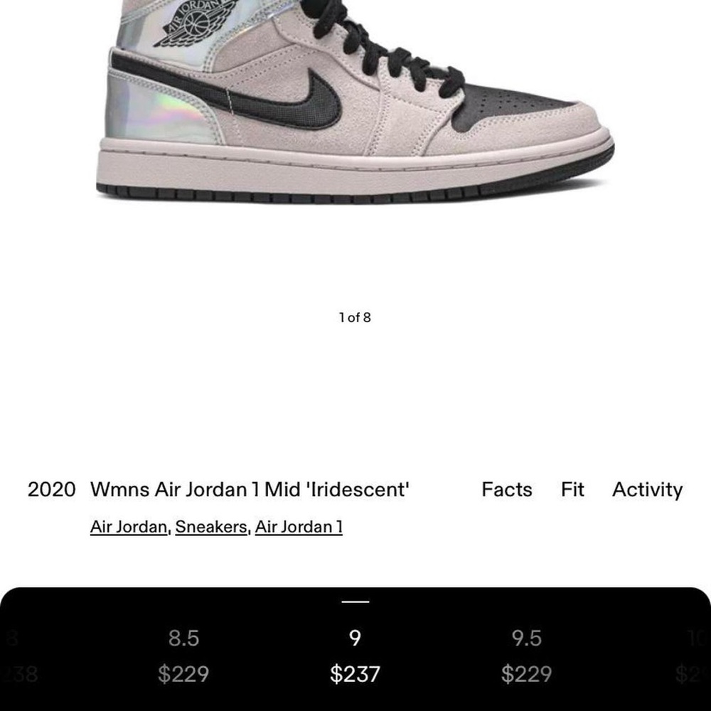 Nike Air Jordan 1 Mid Iridescent Women's Sneakers - Black and Gray